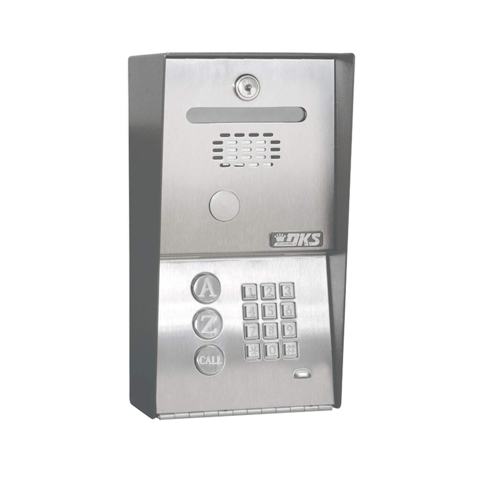 Audioportero Telefónico DKS Con Directorio / 100 Números Telefónicos / Control Para 2 Puertas / Gabinete Para Sobreponer / Marcación a 16 Digitos / Linea análoga o digital