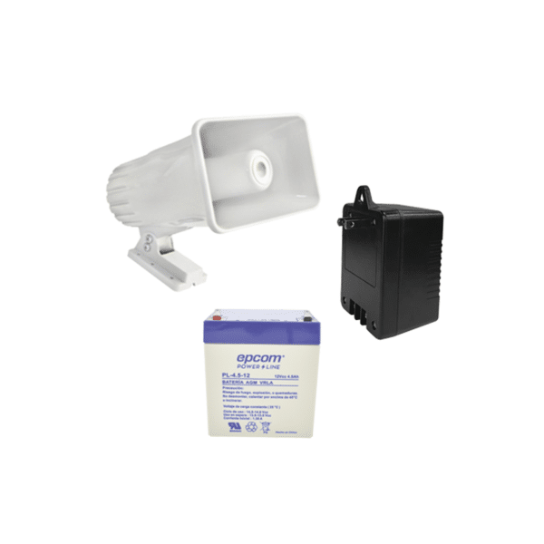 Kit de accesorios con Bateria 5.5 Ah, Transformador 16.5Vca  y sirena de 30 watts