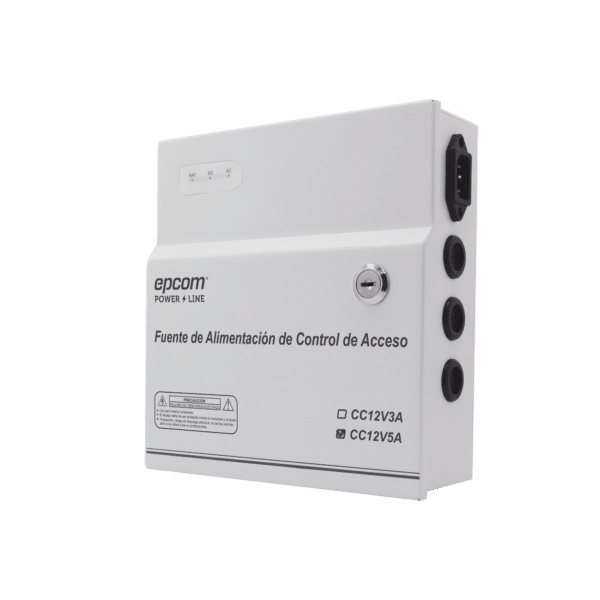 Fuente de Alimentación / 1 Salida 11-15 Vcc /  5 A / Temporizador Integrado / Con Capacidad de Batería de Respaldo / Requiere Batería / Aplicaciones en sistemas de control de Acceso