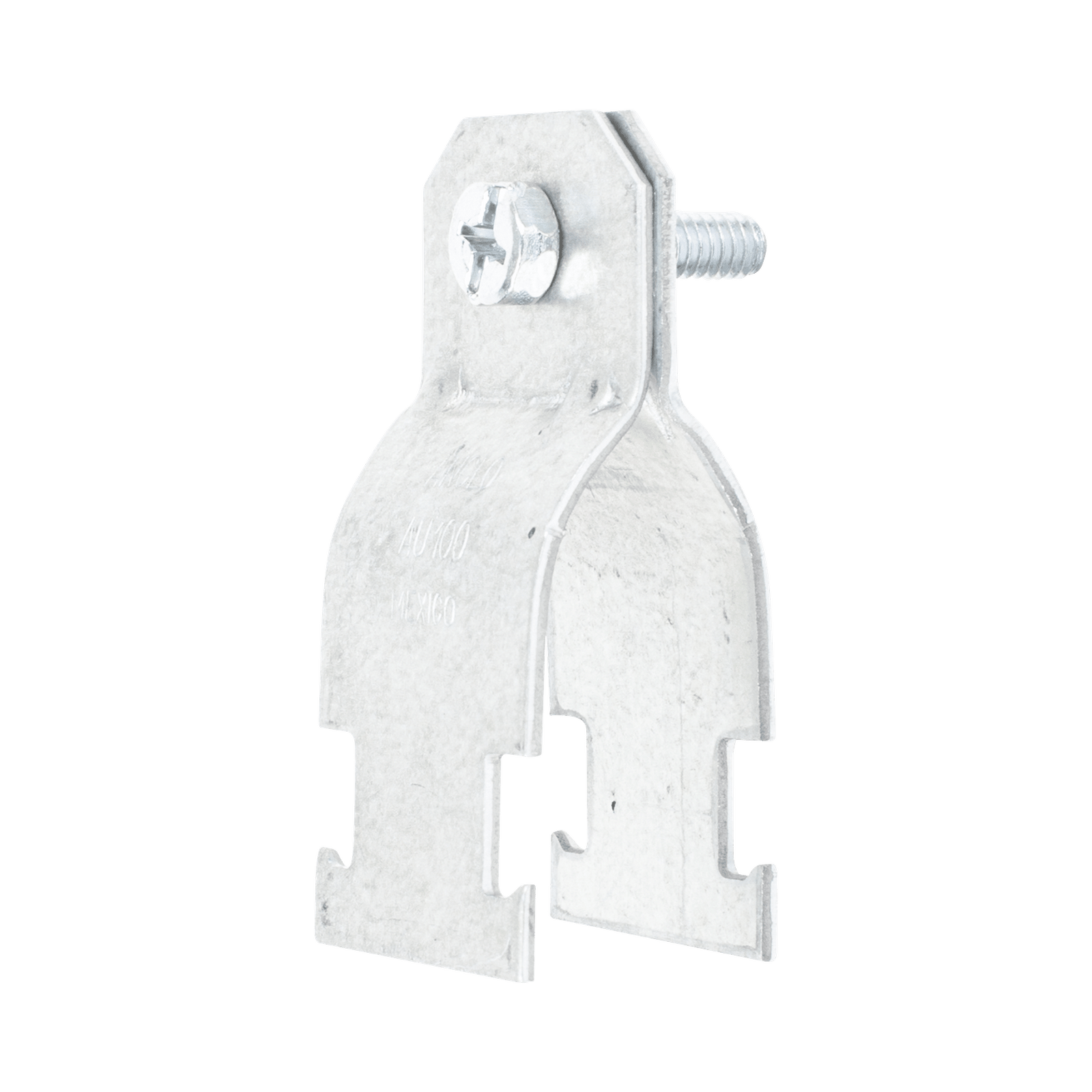 Abrazadera Unicanal para Conduit Pared Gruesa y PVC de 1/2" (13 mm).