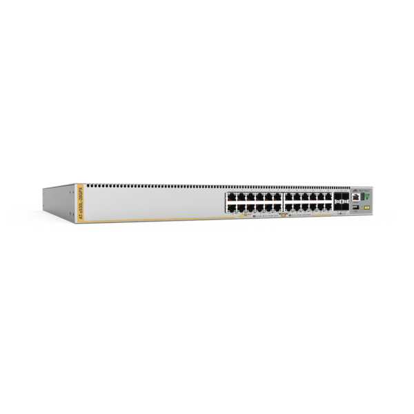 Switch Inteligente Empresarial para Distribución,  PoE+, Stackable, Capa 3, 24 puertos Gbps + 4 puertos SFP+ 10 G, 740 W, Doble fuente PSU, Serie x530L