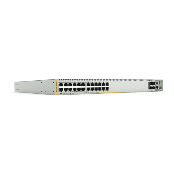 Switch PoE+ Stackeable Capa 3, 24 puertos 10/100/1000 Mbps + 4 puertos SFP+ 10 G y dos bahías hotswap PSU, Versión Federal