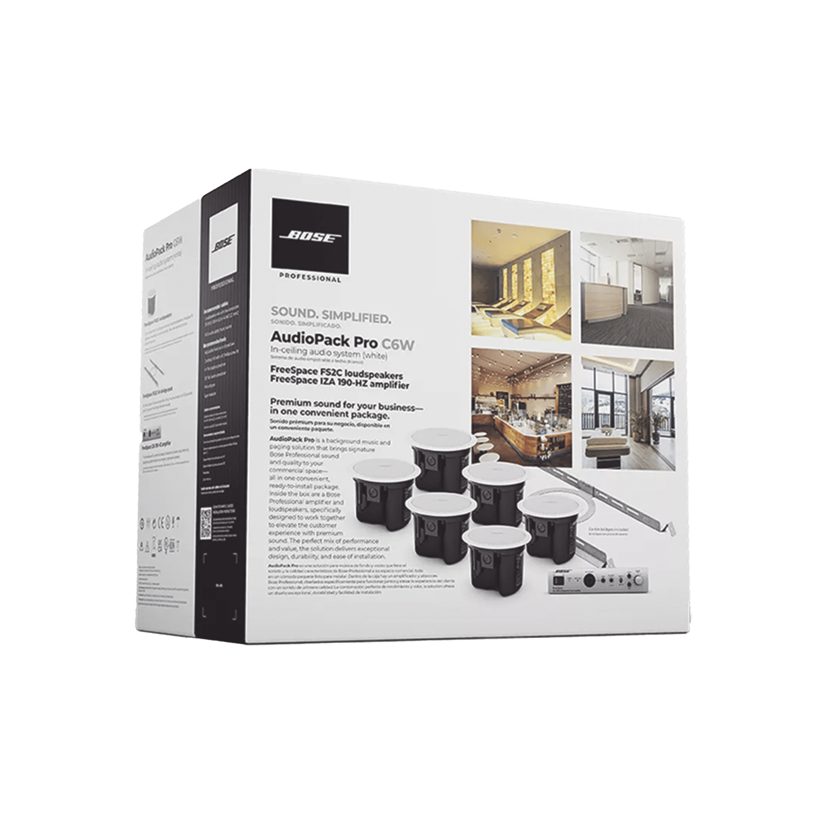 Kit de Audio Freespace | 6 Altavoces de Plafón + Amplificador | Color Blanco | Ideal para Audio Ambiental