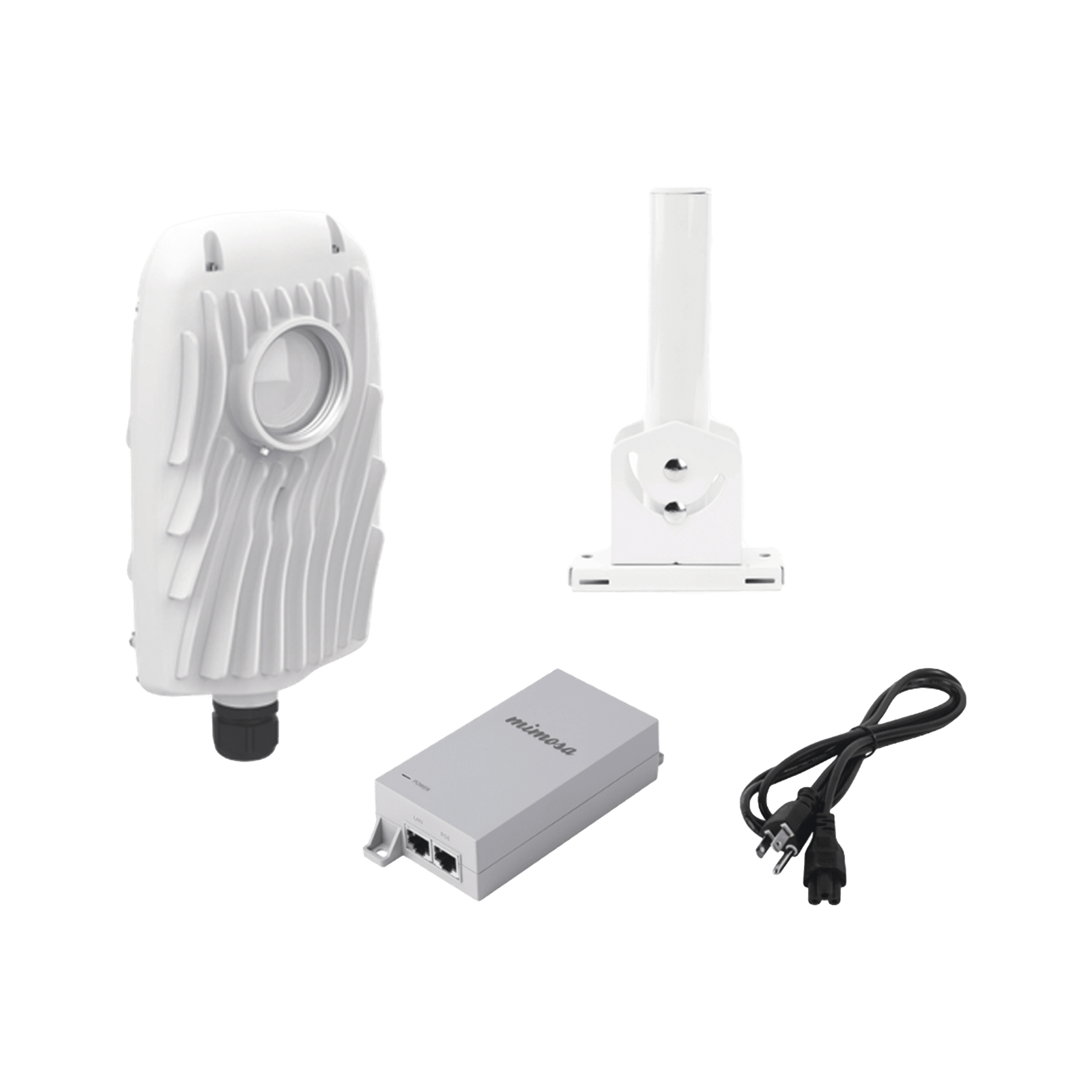 Kit de radios B5X, rango de frecuencia extendida (4.9 a 6.4 GHz), incluye inyector POE50V, cable de alimentación y montaje universal para tubo o poste o mástil
