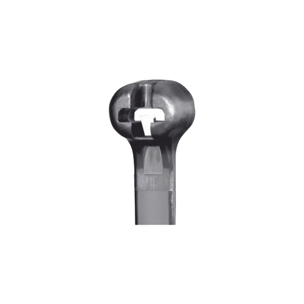 Cincho de Nylon 6.6 Dome-Top®, Con Lengüeta de Bloqueo de Acero Inoxidable, 620 mm largo x 7mm ancho, Color Negro, Exterior Resistente a Rayos UV, Paquete de 100pz