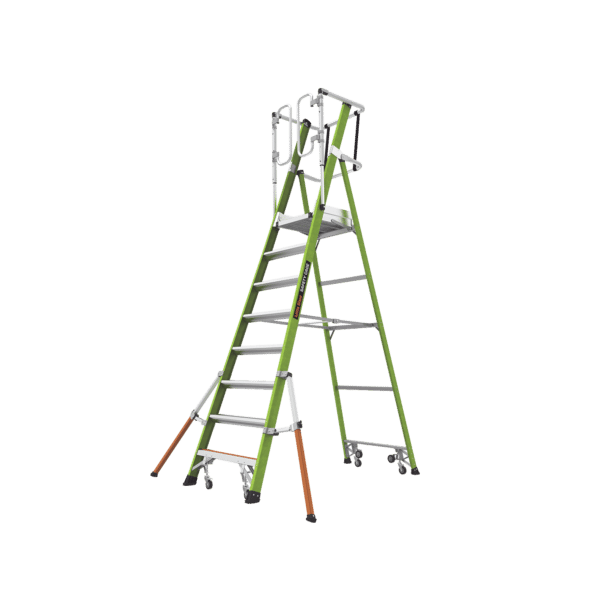 Escalera Fija de 8' (2.4m) de Fibra de Vidrio con Jaula y Peldaños de Aluminio. (SKU:19708-146).