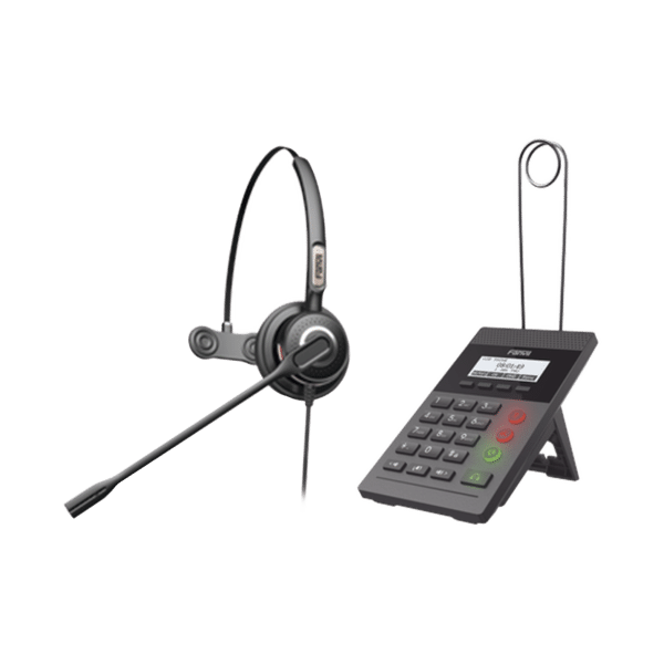 Kit Fanvil para Call Center incluye teléfono IP X2CP Y diadema HT201 y fuente de alimentación.