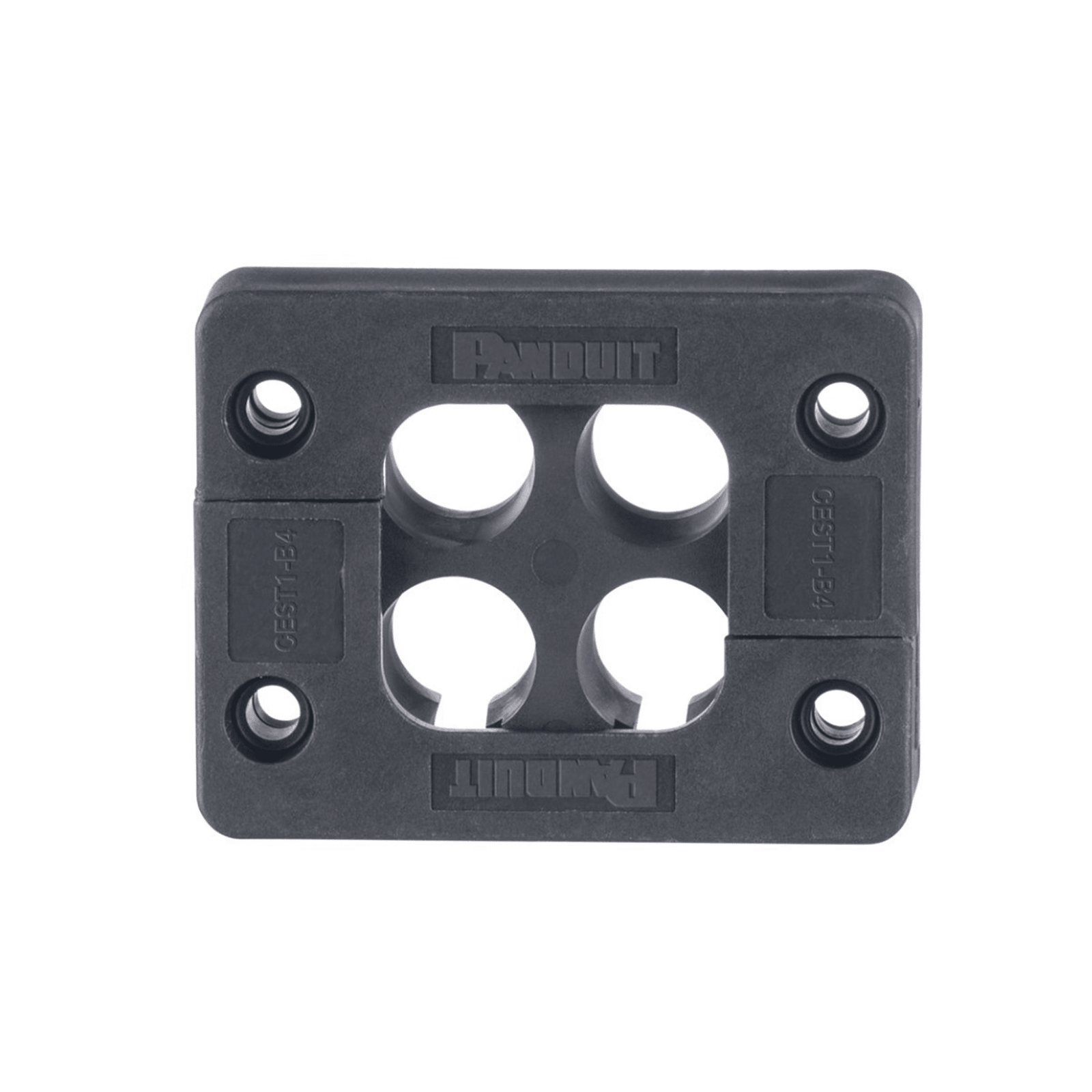 Pasacables de 4 Orificios de Marco Rectangular de 1.81" X 1.42", IP54, para Cables Terminados, color Negro