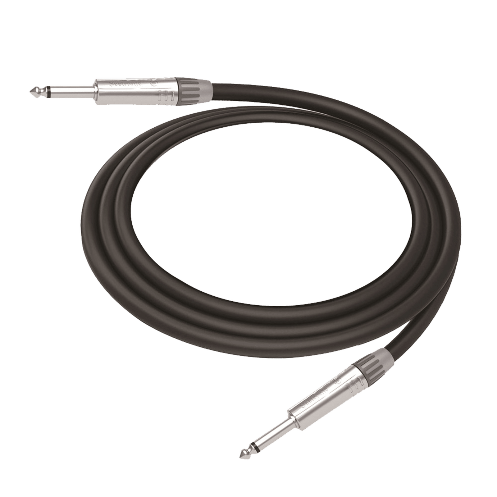 Cable de Audio | Plug 1/4 in a Plug 1/4 in Mono | Carcasa Cromada | Conectores Seetronic | Ideal para Instrumentos | Longitud 3m
