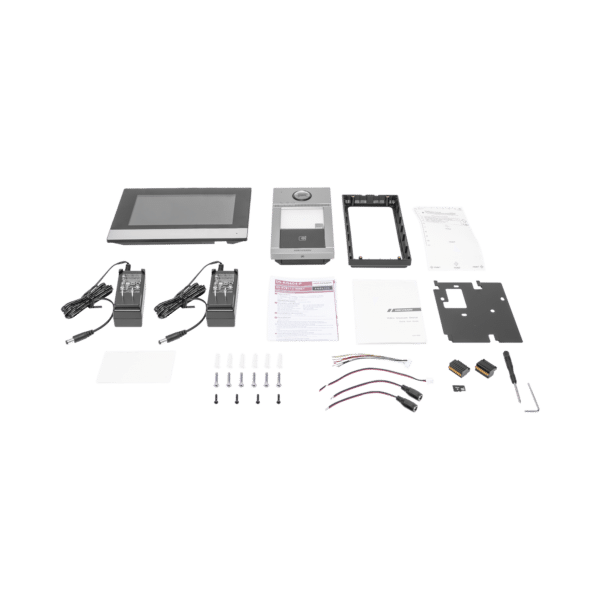 Kit de Videoportero IP PoE Estandar con llamada a App de Smartphone (Hik-Connect) / Apertura con Tarjeta MIFARE / Frente de calle IK08 & IP65 / Soporta 2 puertas
