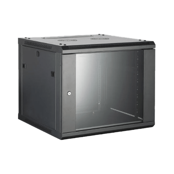 Gabinete para Montaje en Pared - Piso / Puerta de Cristal Templado / Cuerpo Fijo / 6 Unidades de Rack / 19" / Fabricado en Acero
