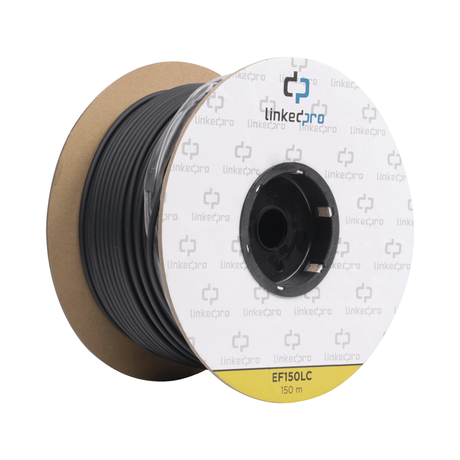 Carrete de Fibra Óptica Monomodo con conectores LC-LC Duplex, Reforzada con Kevlar, de 150 metros, Para instalaciones subterráneas por tubería