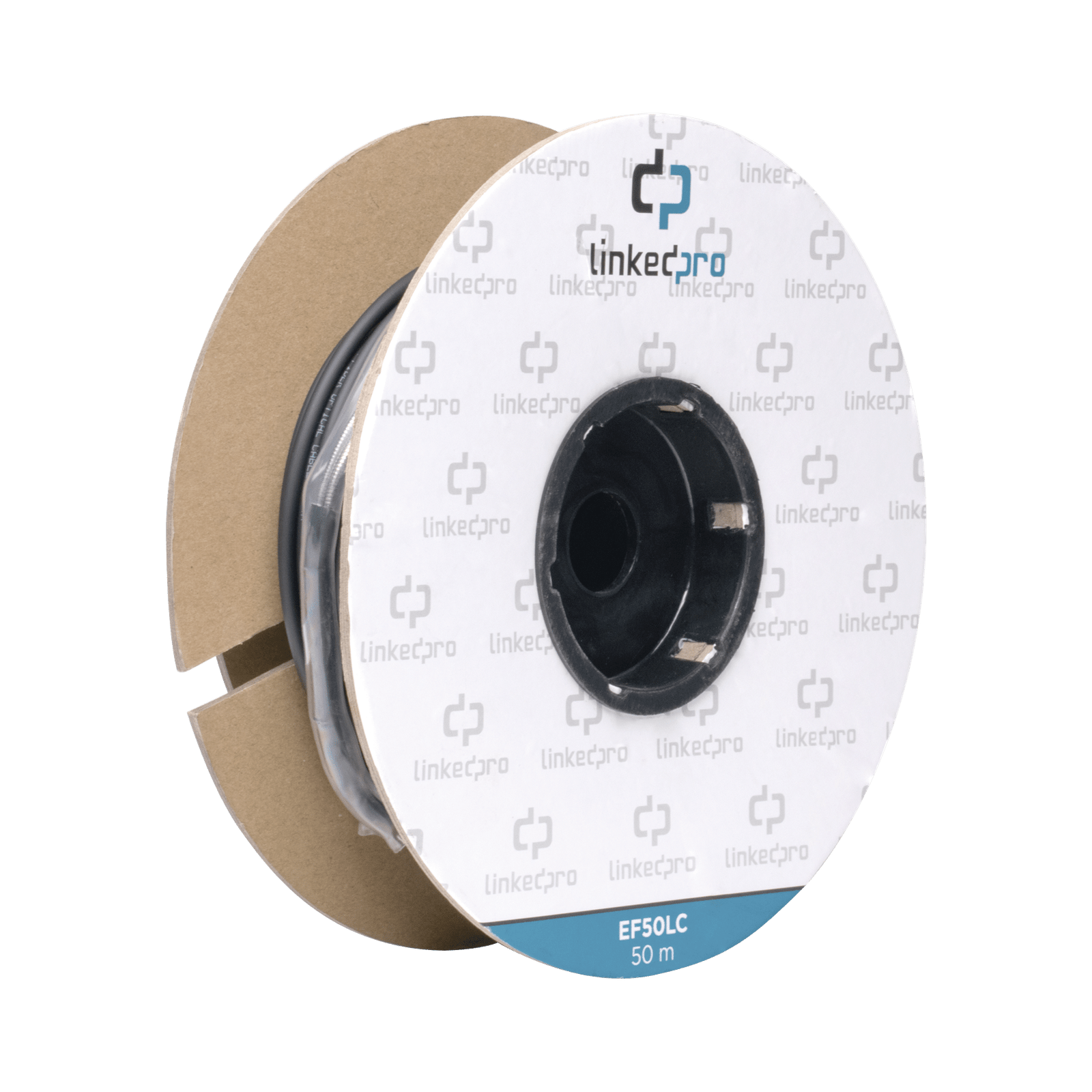 Carrete de Fibra Óptica Monomodo con Conectores LC-LC Duplex, Reforzada con Kevlar, de 50 metros, Para instalaciones subterráneas por tubería