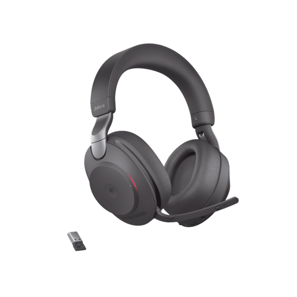 Jabra Evolve2 85, Auricular stereo versión MS con cancelación de ruido activa, dongle USB-A indicador de ocupado (Busylight)(28599-999-999)