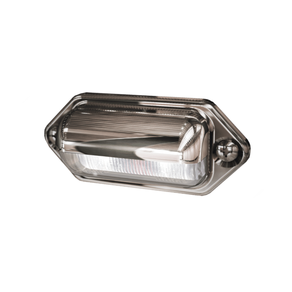 Luz blanca de cortesia para matricula vehicular con bisel cromado