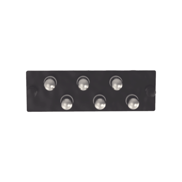 Placa Acopladora de Fibra Óptica FAP, Con 6 Conectores ST Simplex (6 Fibras), Para Fibra Monomodo OS1/OS2, Color Negro
