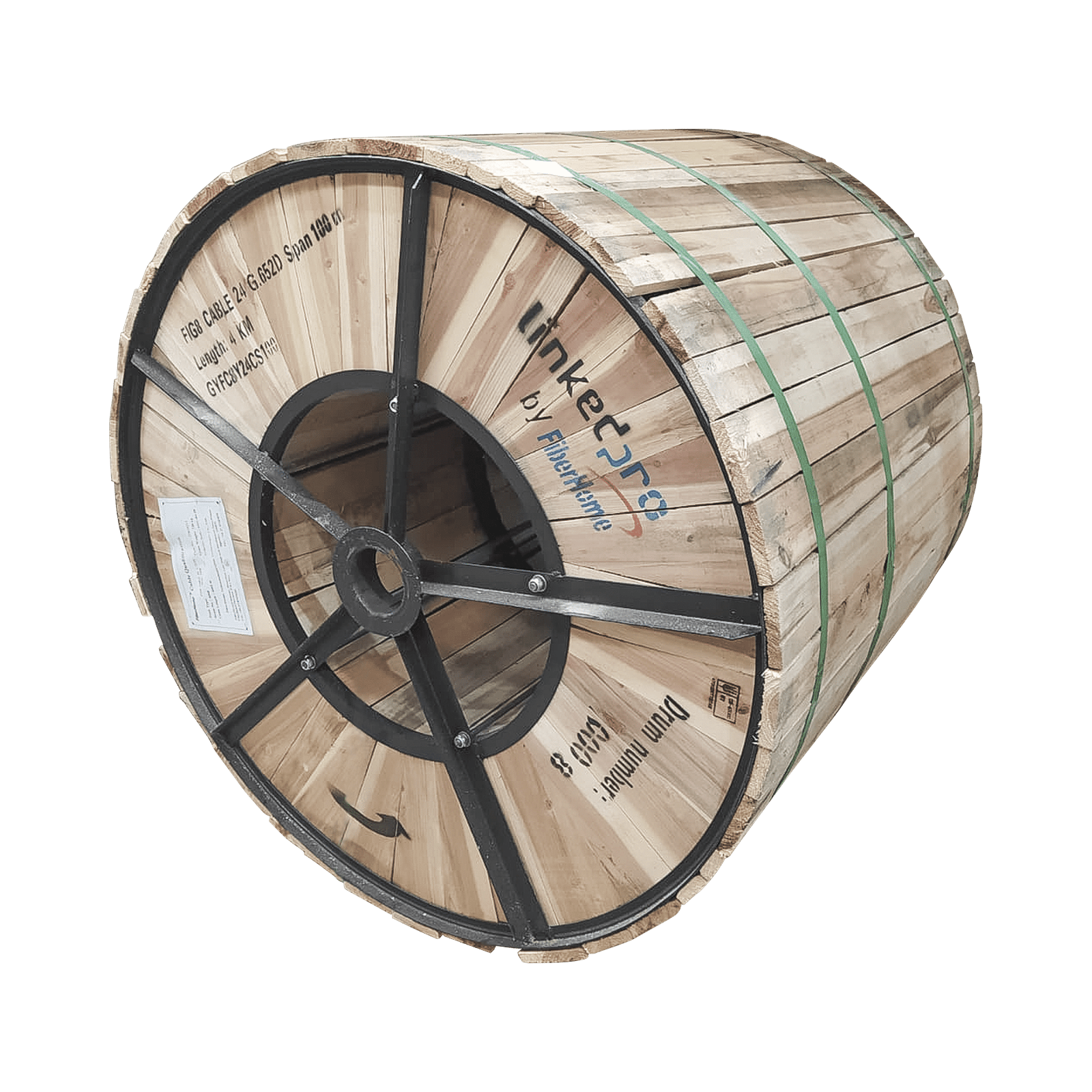 Carrete de 4 km de Fibra Óptica Aérea Figura 8 G.652D, Monomodo de 24 Hilos, Exterior, Span 100, Loose Tube