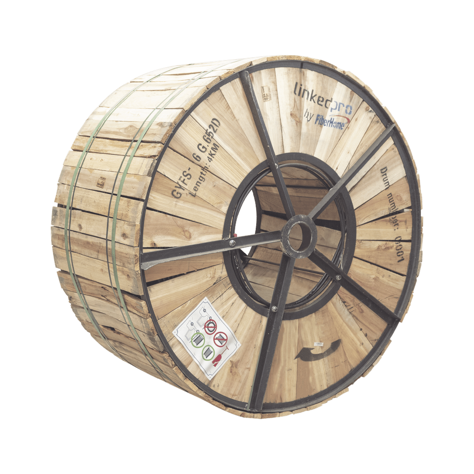 Carrete de 4 km de Fibra Óptica para Exterior G.652D, Armada, Monomodo de 6 Hilos, Loose Tube, Color Negro, Para Instalación en Ducto Subterráneo o Enterrado Directo