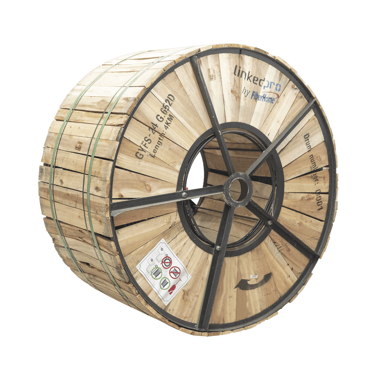 Carrete de 4 km de Fibra Óptica para Exterior G.652D, Armada, Monomodo de 24 Hilos, Loose Tube, Color Negro, Para Instalación en Ducto Subterráneo o Enterrado Directo