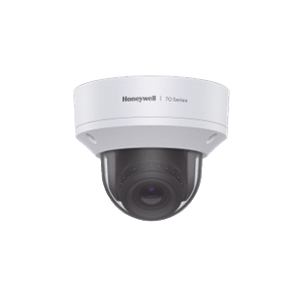 Domo IP 8 MP / Lente Mot. 3.6  a 11 mm / H.265 / NDAA / ONVIF / IK10 / WDR 130 dB / IA Avanzado Detección Sabotaje / Movimiento / Rostros / Intrusión / Merodeo / Objeto Abandonado / Alarma y Audio I/O / PoE / Serie 70 / Honeywell Security