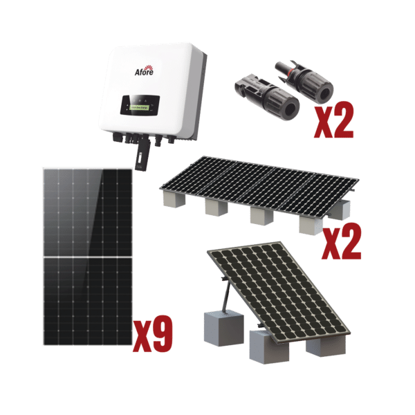 Kit Solar Interconexion 5kW 220Vca / Inversor AFORE / 8 Paneles de 620W / Montaje Incluido