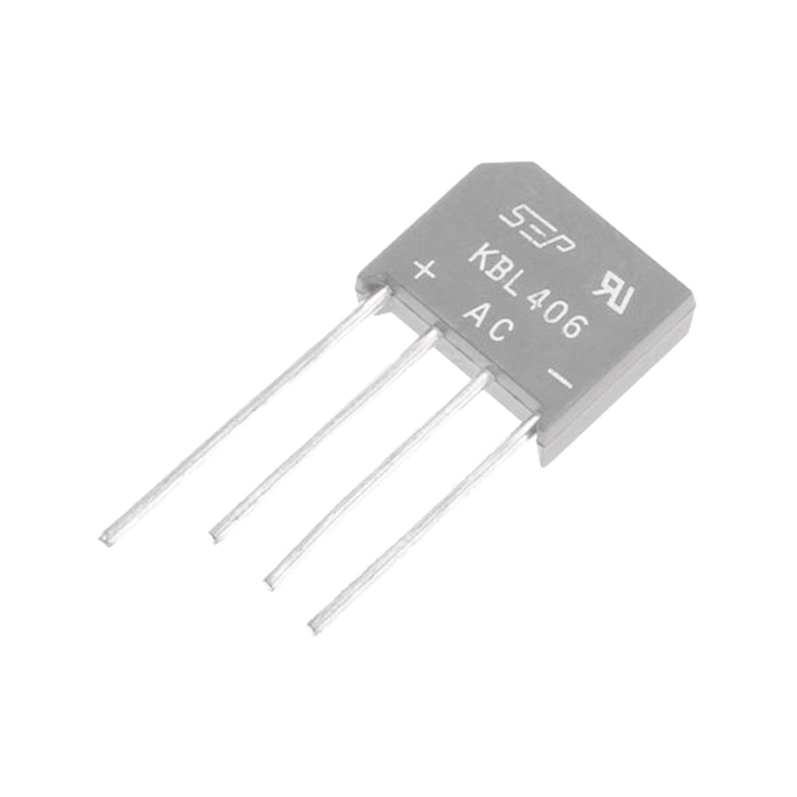 Puente Rectificador de Silicio, 4 Amp. 600 Volt, Fase Sencilla, Encapsulado KBL.