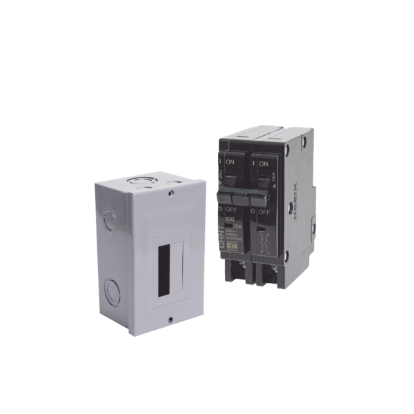 Kit Centro de Carga para sobreponer con 1 Interruptor Térmico de 2 Polos, 20Amp 120/240Vca 10kA.