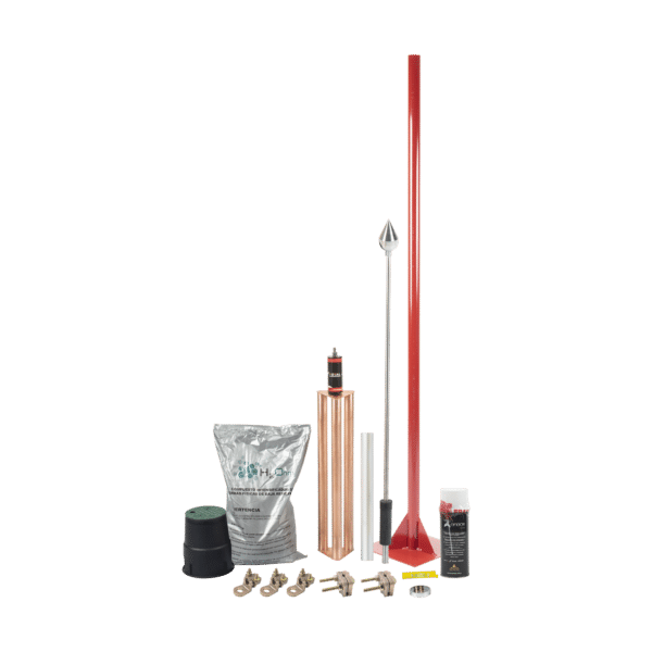Kit Pararrayo con Accesorios para Protección de Diámetro de 80 m.