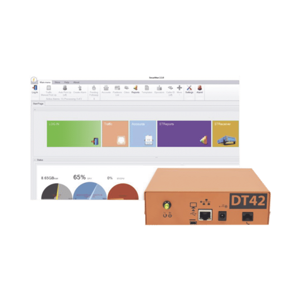 Inicie o renueve su central de monitoreo de alarmas, Kit 1 receptora ExtriumDT42V2 y Software de monitoreo suscripción de 1 año.