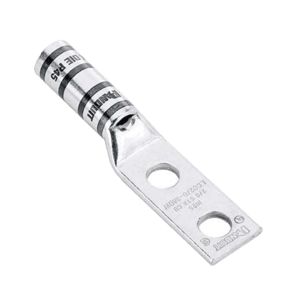 Terminal de Compresión Pan-Lug™ de Barril Largo, de Dos Orificios de 1/2", para Cable 6 AWG, Espacio entre Orificios de 1.75".