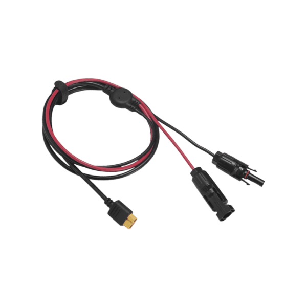 Cable 2.5 m, Negro, Calibre 12 AWG con Terminales MC4 Macho y Hebra para Terminal XT60