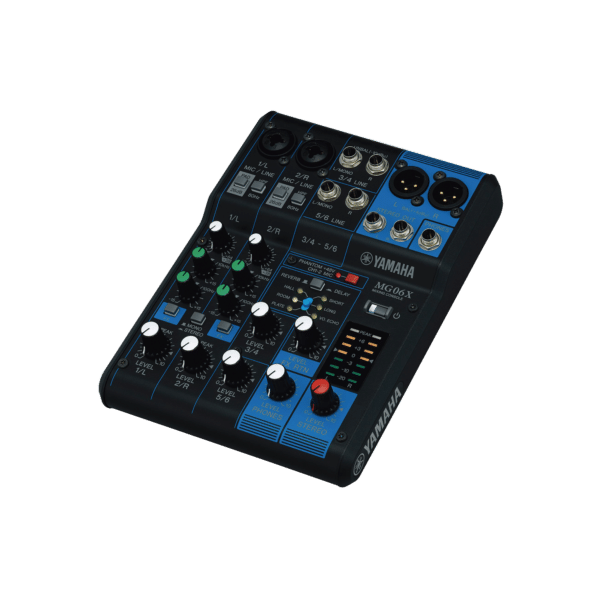 Mezcladora de Audio | 6 Canales | 2 entradas de micro/6 de línea (2 mono + 2 estéreo) | Efectos Integrados | Alimentación Phantom