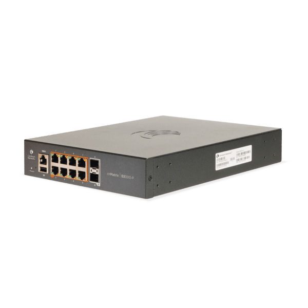 Switch PoE cnMatrix Ex1010-P / 8 Puertos Gigabit PoE 802.3af/at + 2 SFP / Capa 2 / Gestión en la Nube Gratuito