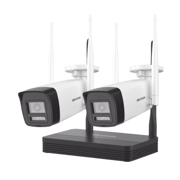 Kit IP Inalámbrico 2 Megapixel (1080p) / NVS 4 Canales / 2 Cámaras Bala para Exterior con Lente 2.8 mm y Dual Light (30 mts IR + 20 mts Luz Blanca) / Audio Bidireccional (Micrófono y Bocina) / Soporta Micro SD de 512 GB