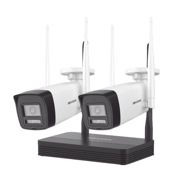 Kit IP Inalámbrico 4 Megapixel / NVS 4 Canales / 2 Cámaras Bala para Exterior con Lente 2.8 mm y Dual Light (30 mts IR + 30 mts Luz Blanca) / Audio Bidireccional (Micrófono y Bocina) / Soporta Micro SD de 512 GB