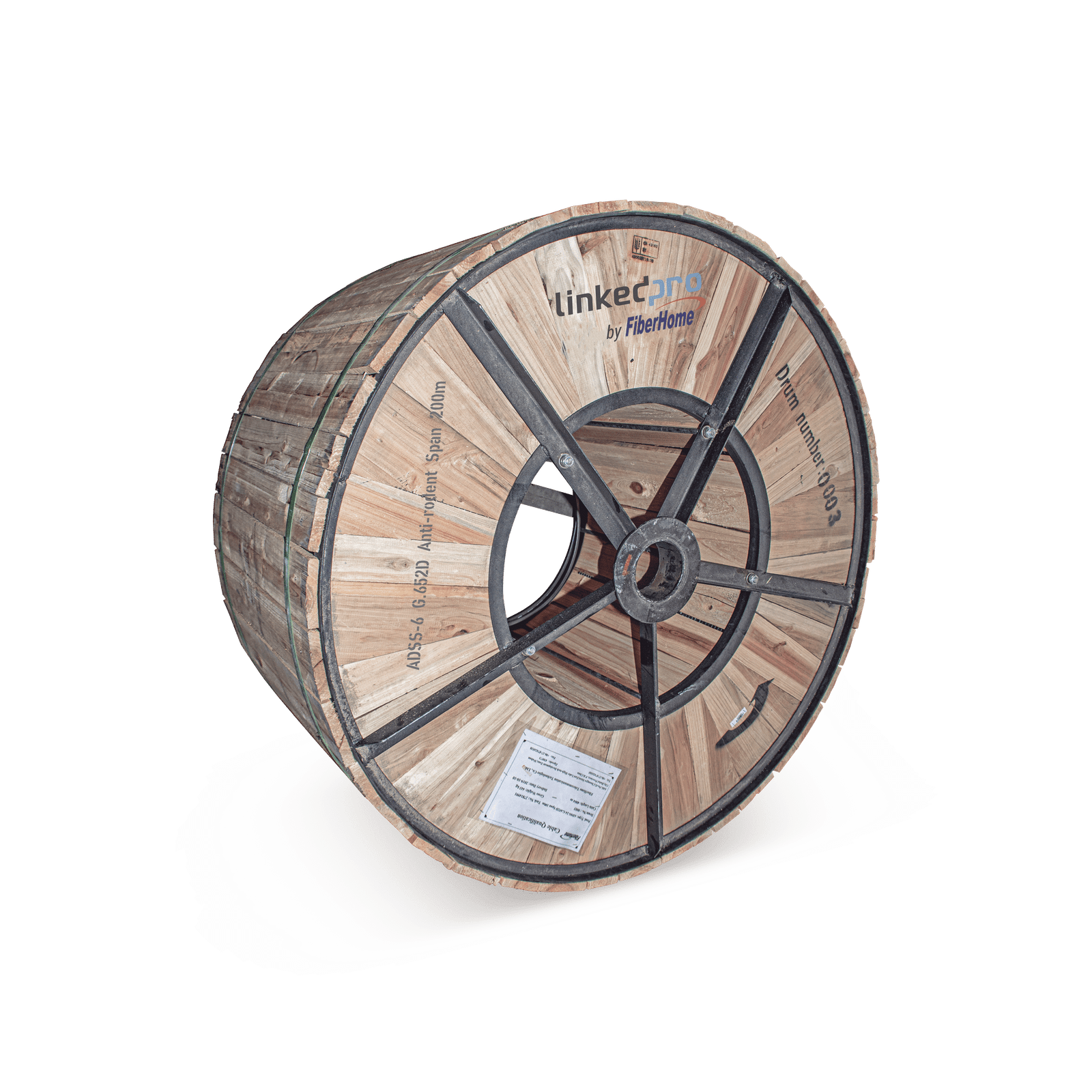 Carrete de 4 km de Fibra Óptica Aérea (ADSS) G.652D Armada Anti roedor, Dieléctrica, Monomodo 6 Hilos, Span 200