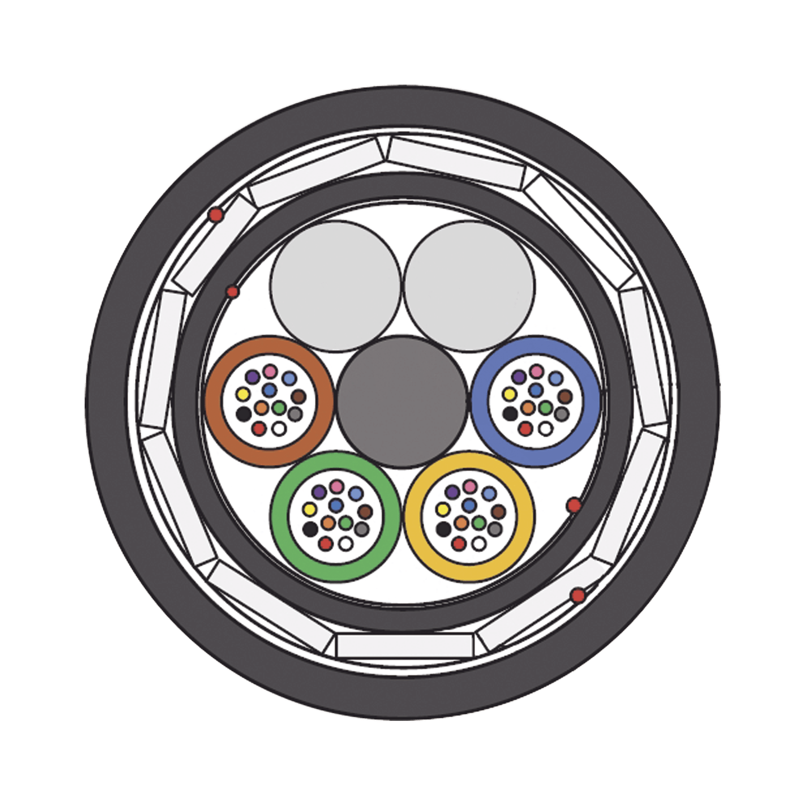 Kilómetro de Fibra Óptica Aérea (ADSS) G.652D Armada Anti roedor, Dieléctrica, Monomodo 48 Hilos, Span 200