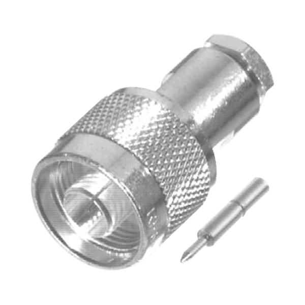 Conector N Macho de Rosca para LMR-200, Cables del Grupo C2, Plata/ Oro/ Teflón.