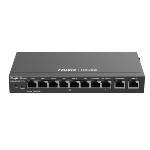 Router Balanceador con Función SD-WAN, PoE+ hasta 110w, 10 puertos gigabit (8 puertos PoE), soporta 4x WAN configurables, hasta 200 clientes con desempeño de 1,000 Mbps