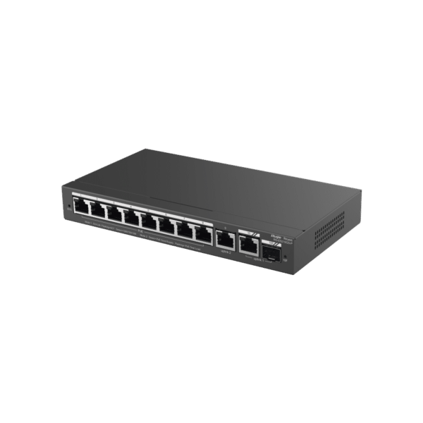 Switch Administrable con 8 puertos Gigabit PoE, 2 Uplinks Gigabit (1 SFP), gestión gratuita desde la nube