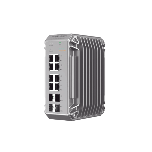 Switch Industrial PoE, Ideal para temperaturas Extremas y protección contra descargas, 8 Puertos Gigabit PoE 802.3 af/at, 4 Puertos SFP Administrable Cloud
