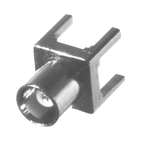 Conector MCX Hembra de Montaje Vertical para PCB con Terminal y 4 Patas, Oro/ Oro/ Teflón.