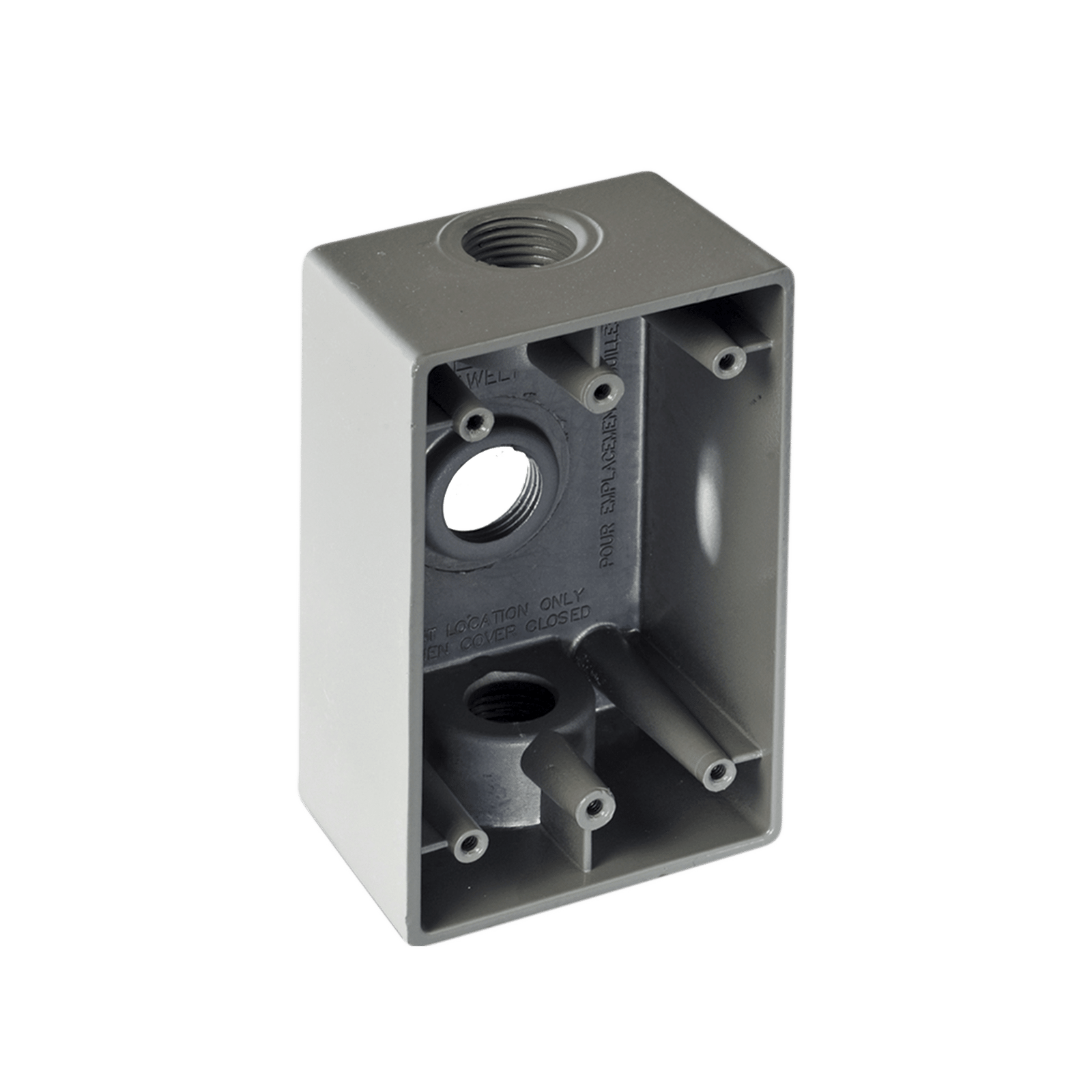 Caja Condulet FS de 1/2" (12.7 mm) con tres bocas a prueba de intemperie.