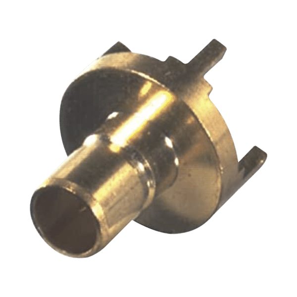 Conector SMB Jack (PIN Macho) Montaje Vertical para PCB, Base Redonda, 75 Ohm, Oro/ Oro/ Teflón.