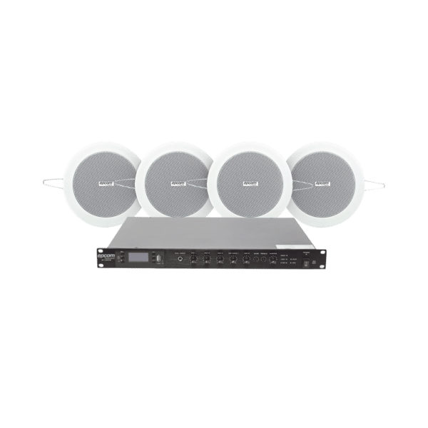 KIT de Amplificador de 120W para Escritorio | 4 Altavoces de Plafón de 4in | 3 - 6W | Sistema 70/100V