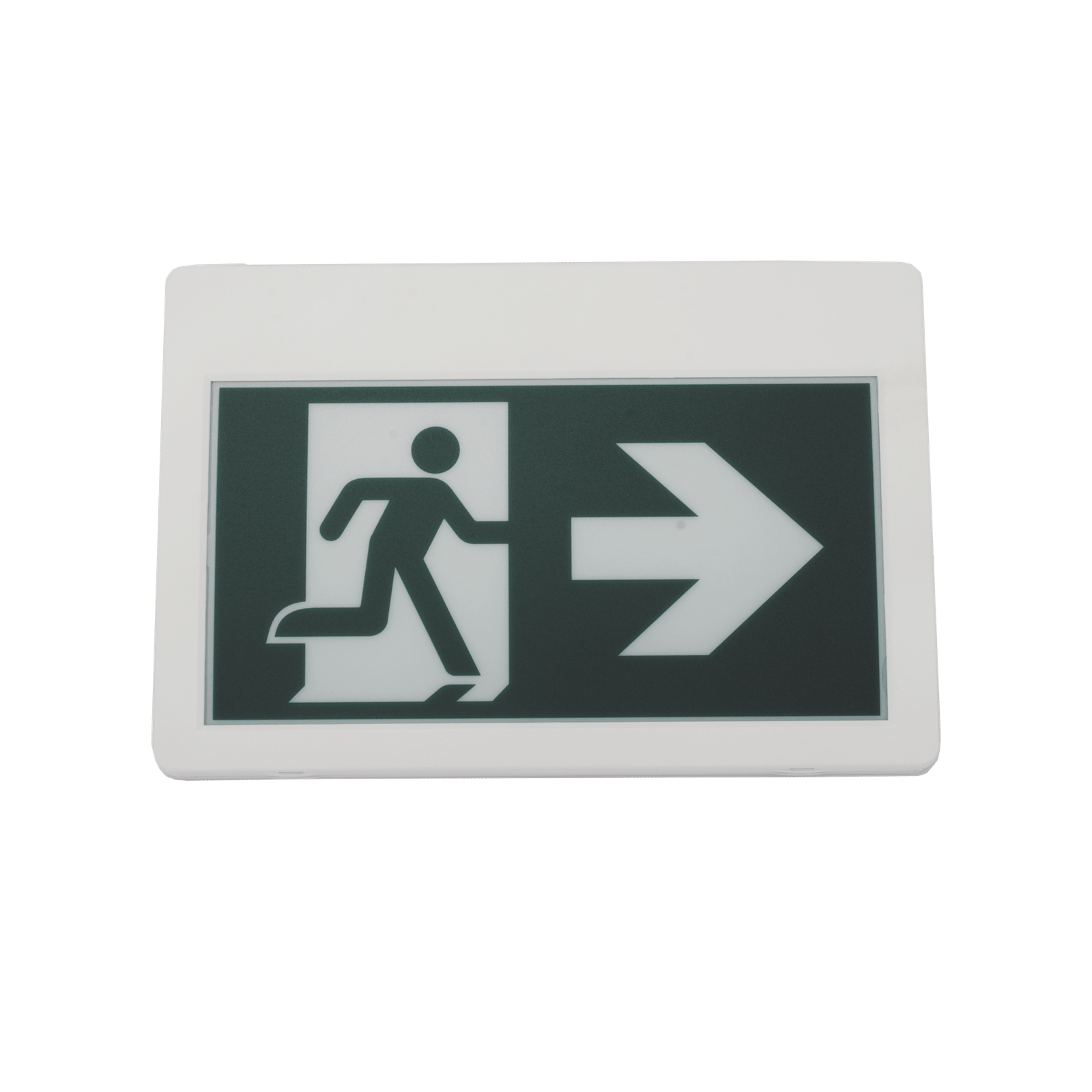 Letrero LED de Señalización de salida "Hombre Corriendo"/ Alto brillo / Uso en pared, lateral o techo / Batería de Respaldo Incluida con hasta 120 minutos de duracion