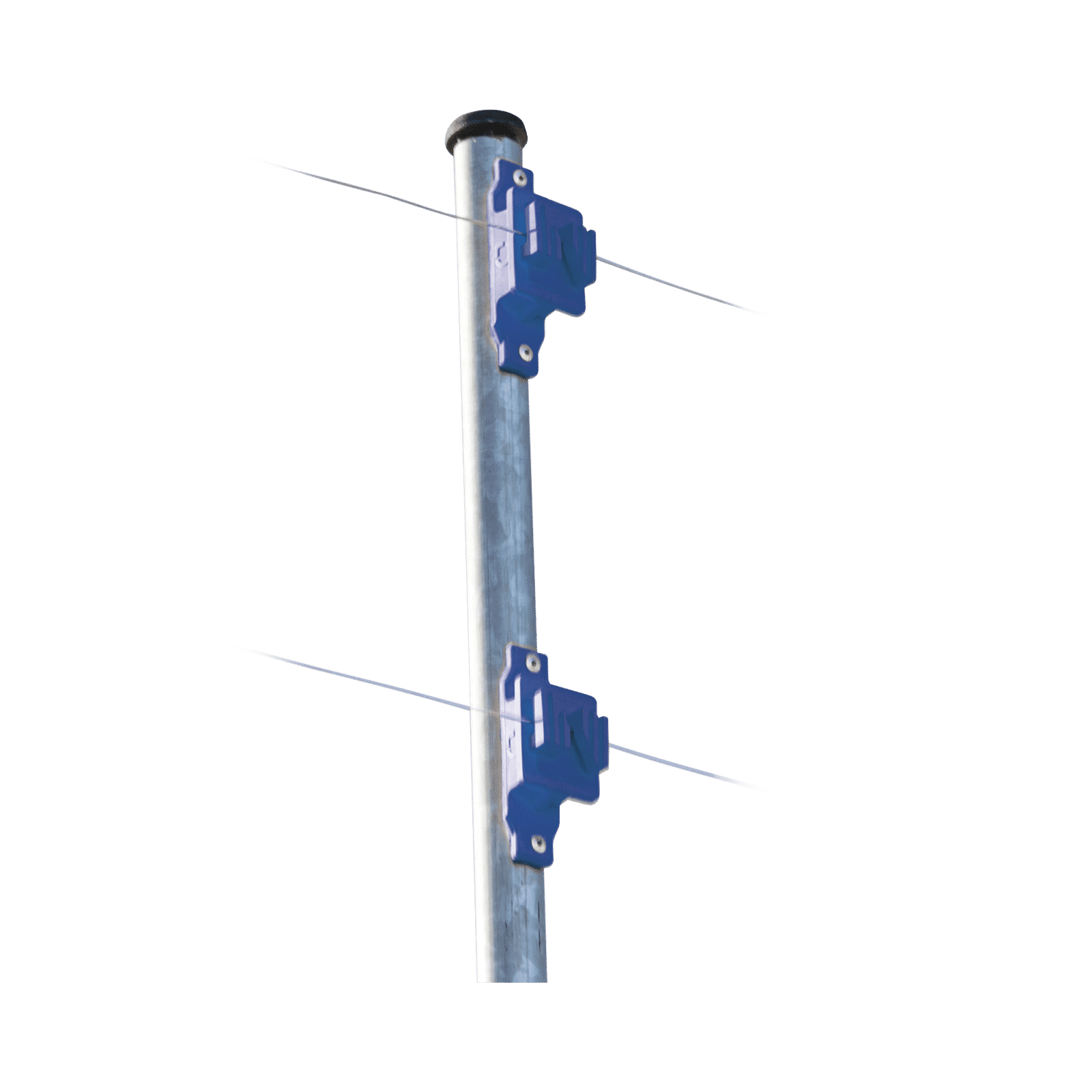 Aislador de Paso colo Azul reforzado para cercos eléctricos, resistente al clima extremoso