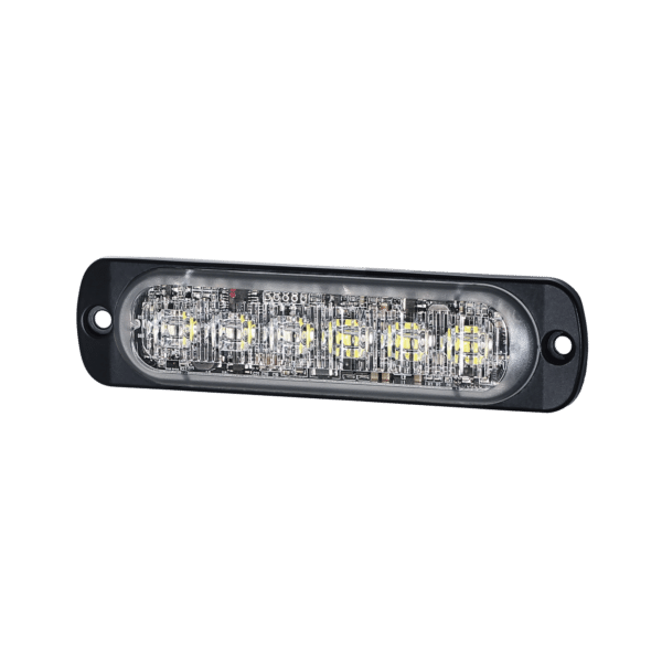 Luz Auxiliar de 12 LED, Rojo/Azul, SAE, Bisel Negro, Lente Transparente