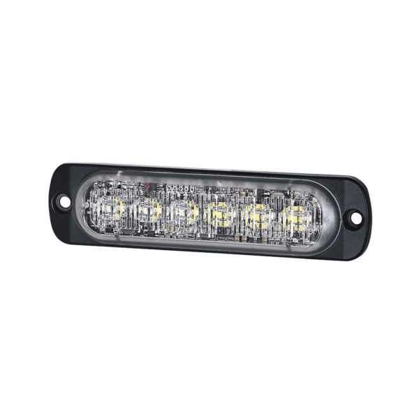 Luz Auxiliar de 12 LED, Rojo/Claro, SAE, Bisel Negro, Lente Transparente