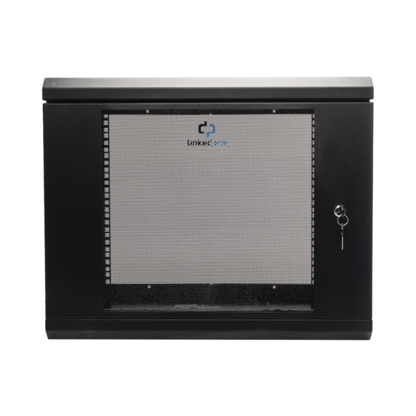 Gabinete de Pared de 9U con Puerta de Cristal Templado, 455 mm de Profundidad, Rack de 19'', Acero Reforzado Color Negro.